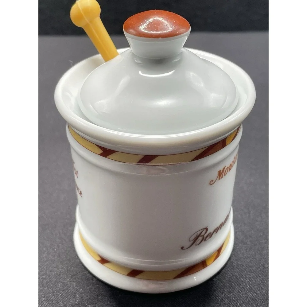 Vintage 1973‎ Bernard Loiseau Mustard Pot Jar. Made France by Edmond Fallot.